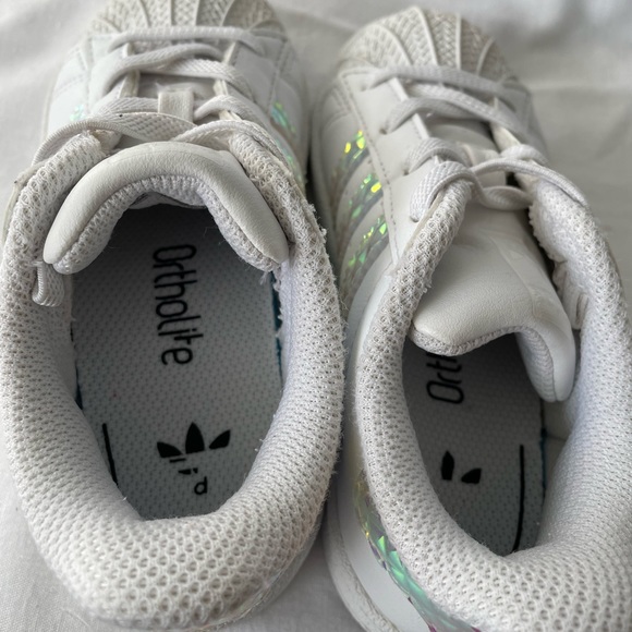 Adidas White ultraviolet glitter laced limited edition leather sneakers ๐9 size - Picture 4 of 6